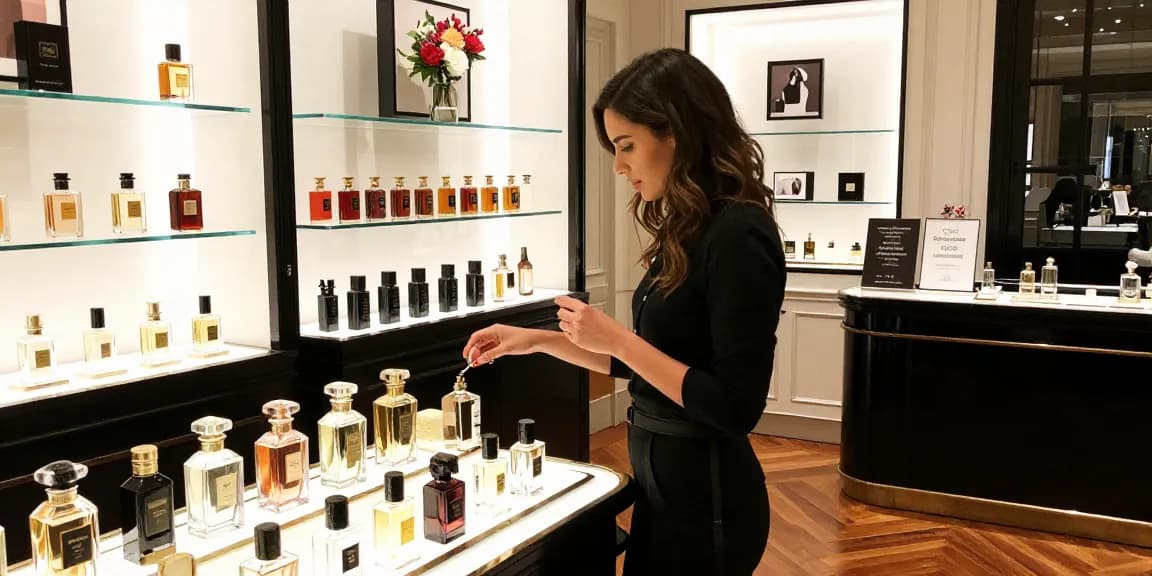 Experience the allure of Razanomade and other luxury perfumes in an elegant fragrance boutique.