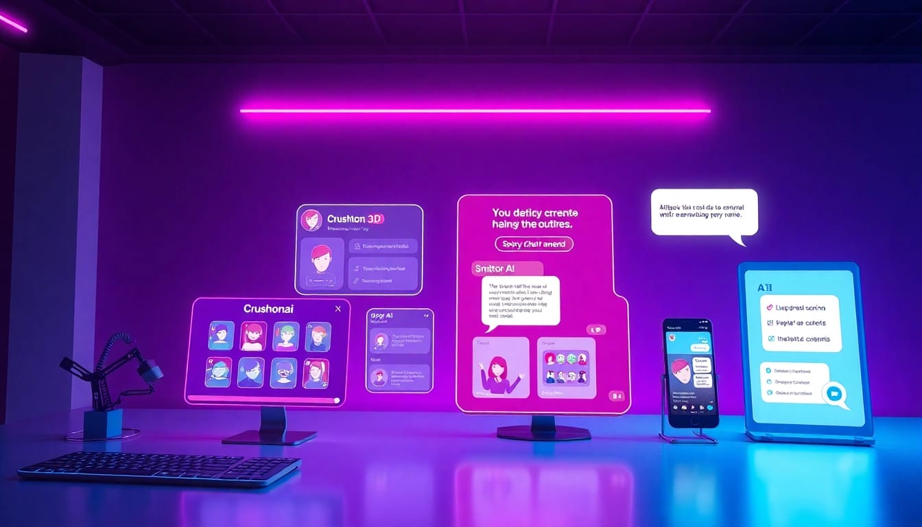 Visual representation of various nsfw ai platforms showcasing interactive features and modern interfaces.