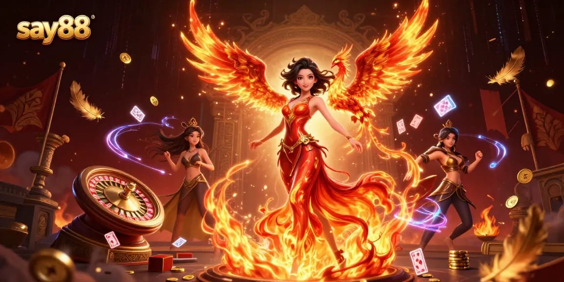 Experience thrilling moments at say88 casino with a vibrant 3D illustration of winning games.