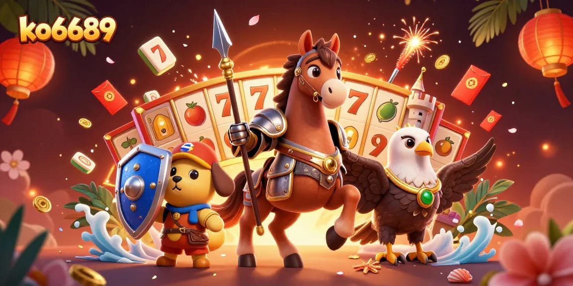 Engage in thrilling gameplay at ko6689 featuring vibrant slot reels and medieval characters.