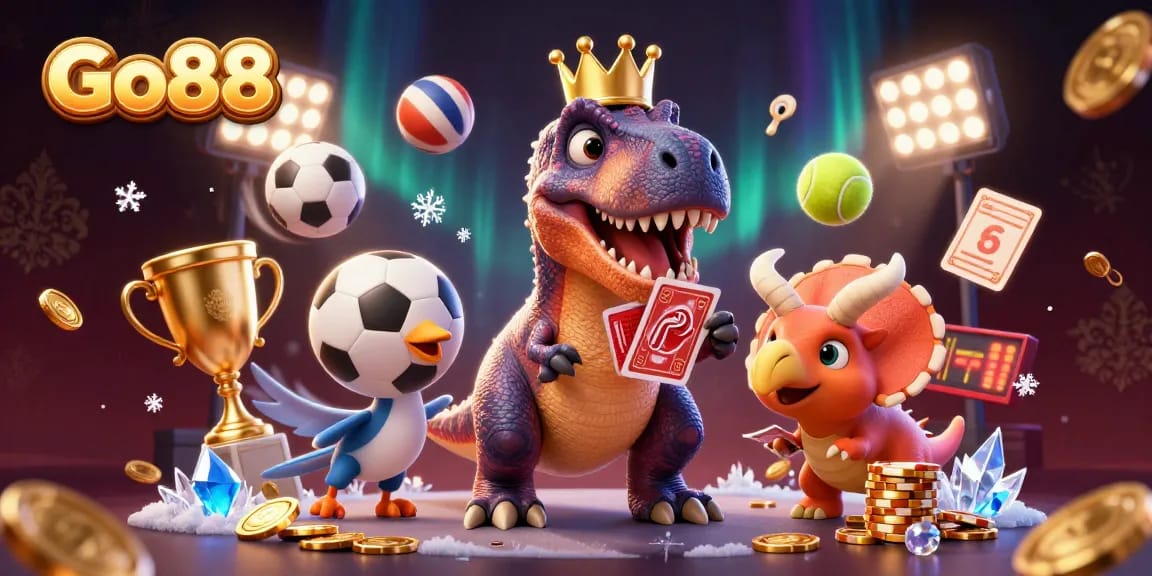 Engage with Go88's vibrant casino scene featuring friendly characters and dynamic game elements.
