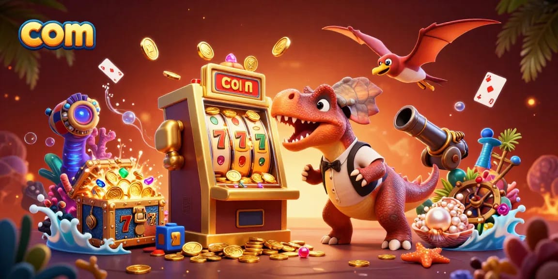 Experience the thrill of com as a pachycephalosaurus triggers a jackpot, surrounded by vibrant casino elements.