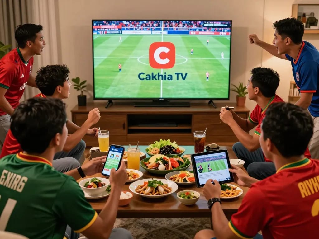 Live watching experience of trực tiếp bóng đá cakhiatv with fans cheering and enjoying football.