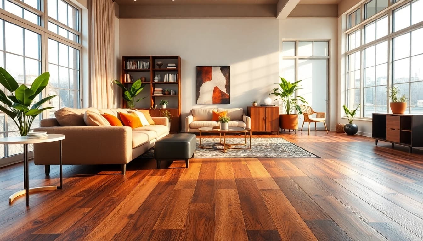 Find flooring near me options with luxurious vinyl flooring in a beautifully styled living room.