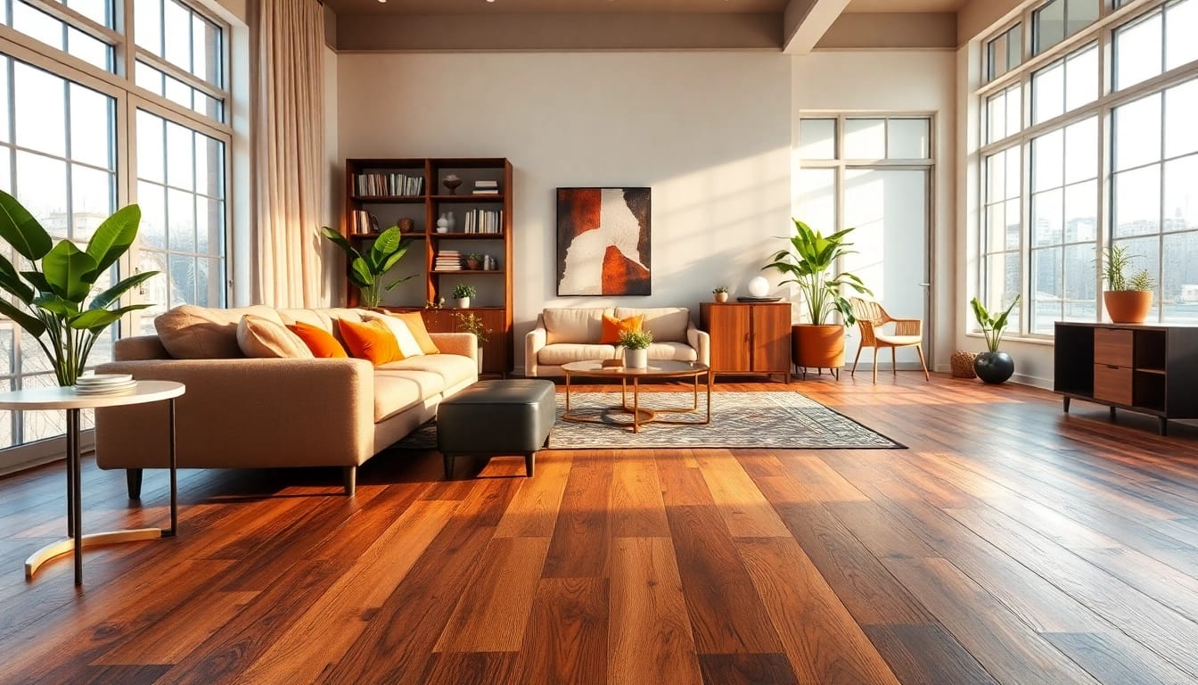 Find flooring near me options with luxurious vinyl flooring in a beautifully styled living room.
