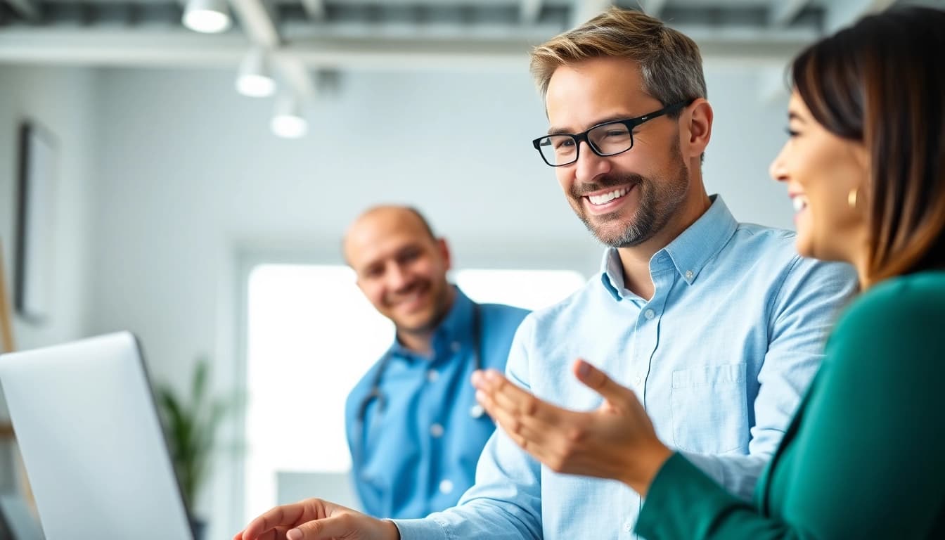 Showcasing a frictionless warranty experience with a customer and representative in a friendly office.
