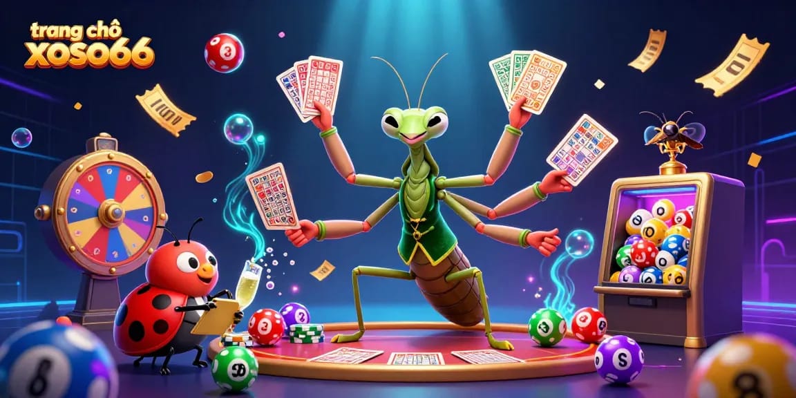 Enjoying a thrilling moment on trang chủ xoso66 with vibrant lottery elements and dynamic characters in a busy casino scene.