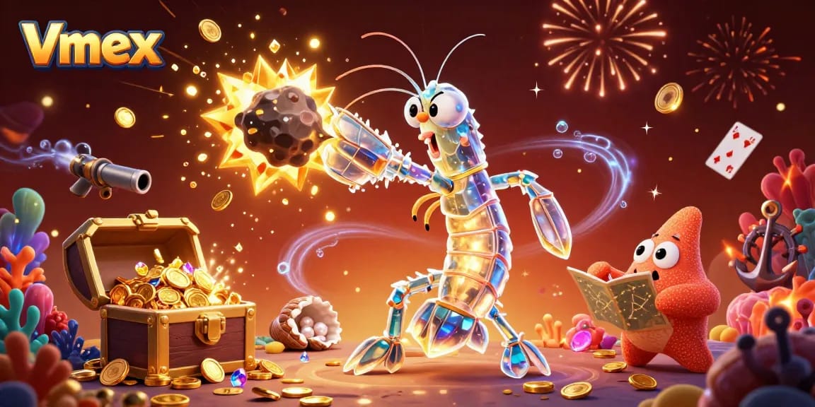 Experience the thrilling Vmex gaming adventure with vibrant illustrations of galactic characters and casino elements.