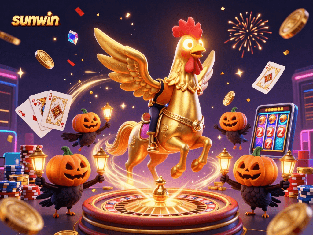 Experience the thrill of wins at sunwin with our vibrant 3D casino scene filled with excitement.