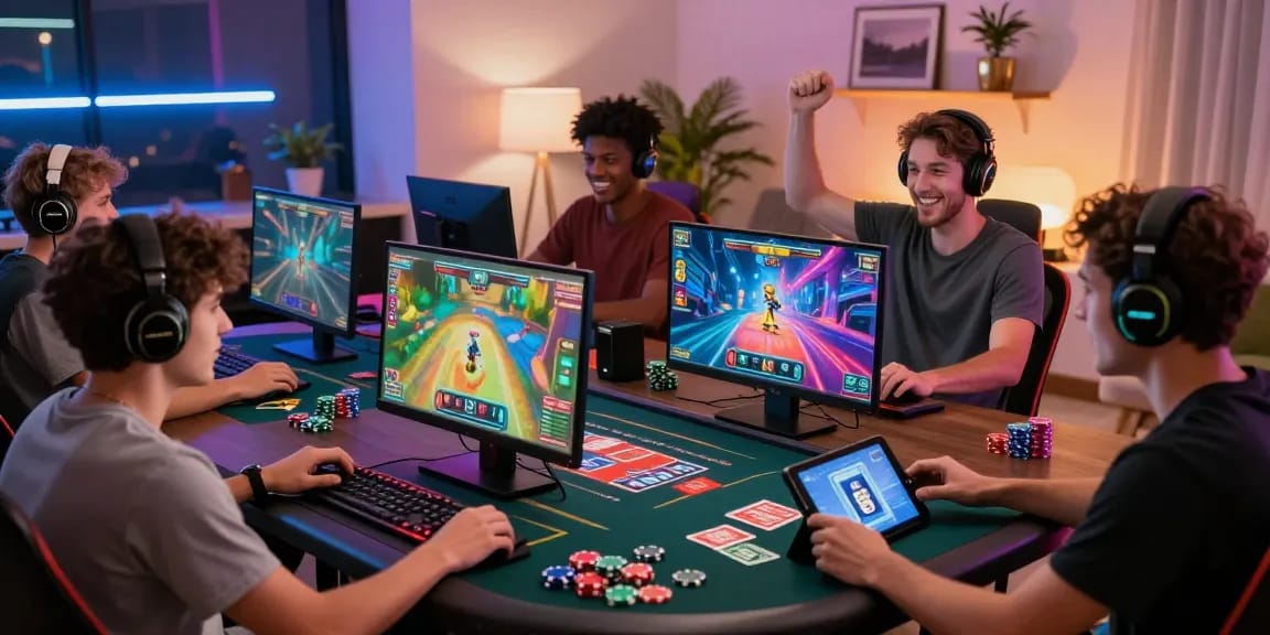 Players enjoying engaging games at a credit card casino with vibrant graphics and modern tech.