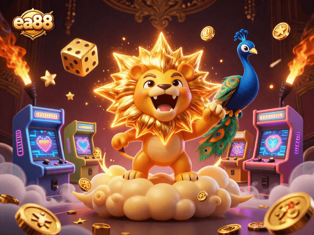 ea88 unleashes thrilling gameplay with vibrant characters and colorful gaming elements, capturing casino excitement.