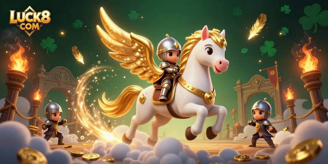 Experience the thrill of winning with LUCK8 COM in this vibrant, casino-themed 3D illustration.
