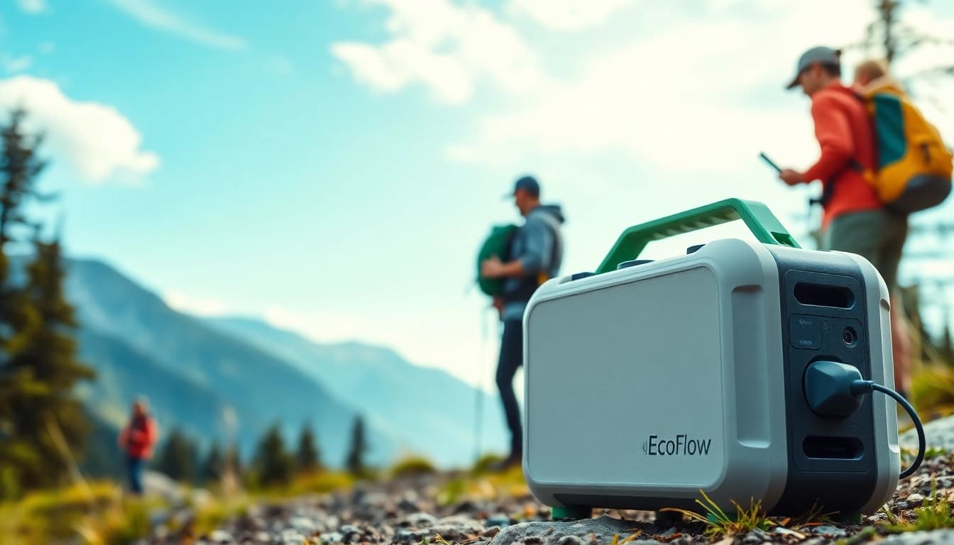 EcoFlow portable power station enhancing outdoor adventures with hikers.