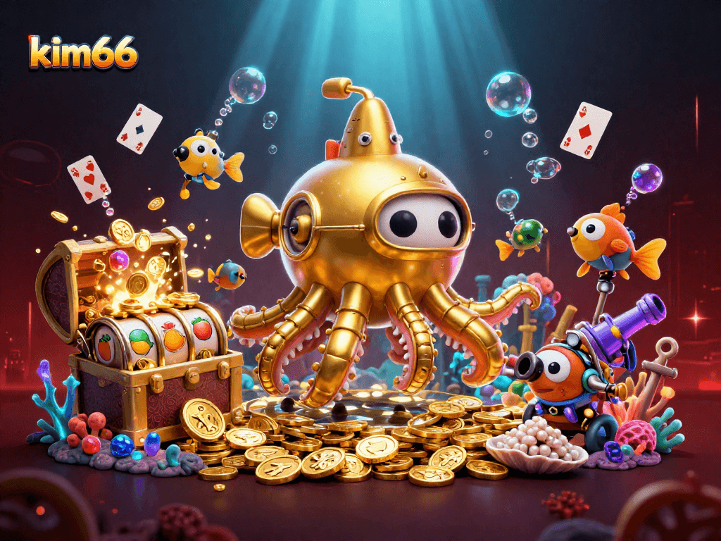 kim66 engages players in a dazzling underwater casino with golden treasures and vibrant gameplay elements.
