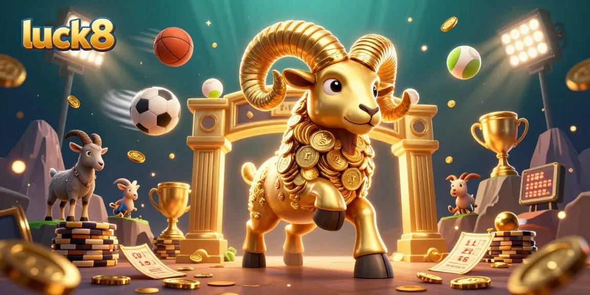 Experience luck8's thrilling gameplay with gold-themed 3D illustration showcasing an epic casino scene.