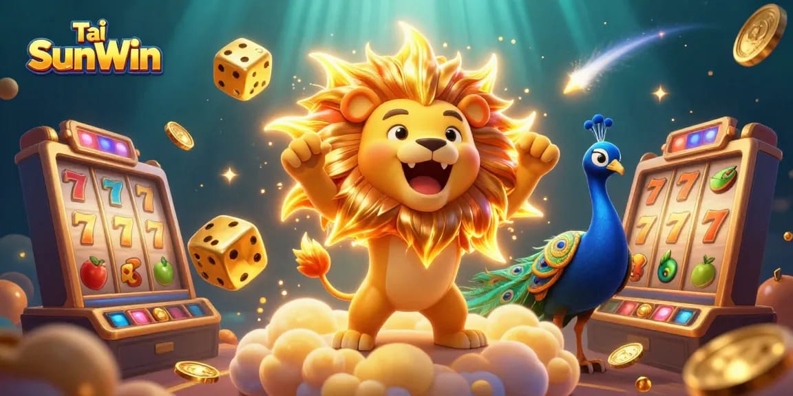 Tải SunWin to experience thrilling slots and dynamic golden dice in a vibrant casino scene.