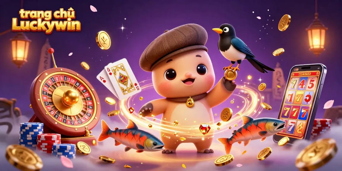 Experience exciting gameplay and vibrant fun on trang chủ Luckywin with this colorful casino illustration.