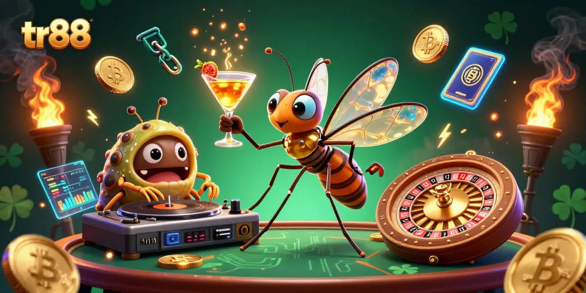 Join the action at tr88 with unique casino experiences featuring an animated mosquito mascot.
