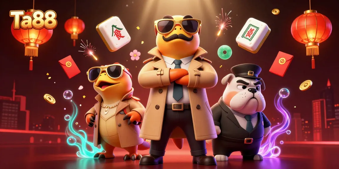Engage in thrilling gameplay at Ta88 with vibrant casino elements and fun characters lighting up the scene.