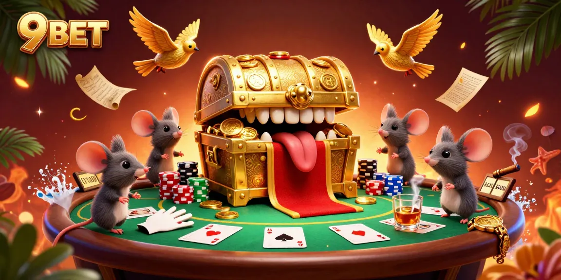 Experience thrilling gameplay at 9BET with a whimsical 3D casino scene filled with vibrant characters and elements.