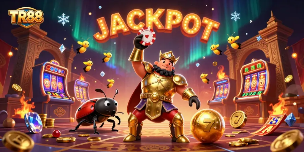 Experience thrilling casino excitement with TR88, featuring winning poker and jackpot action in vibrant settings.