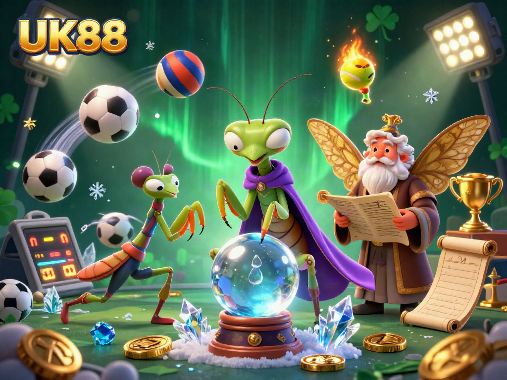 Bet on UK88 with engaging game elements and mystical characters illustrating a vibrant casino scene.