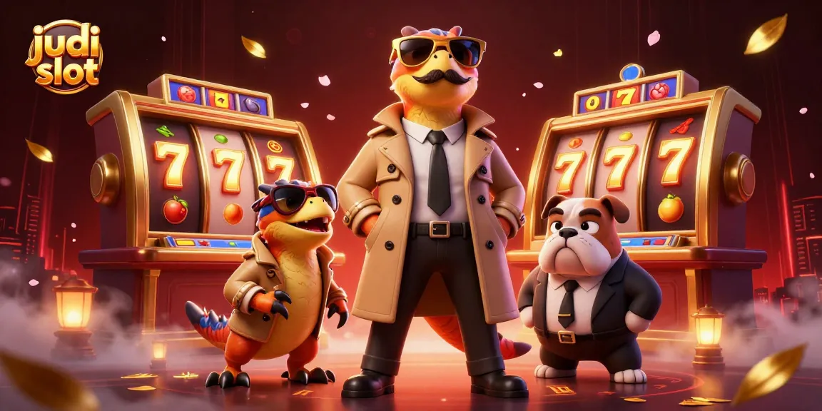 Spin the reels on top judi slot machines with raptors, surrounded by colorful casino elements.