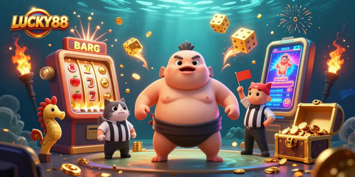 Spin the reels with LUCKY88 in an exciting underwater casino scene bursting with action!
