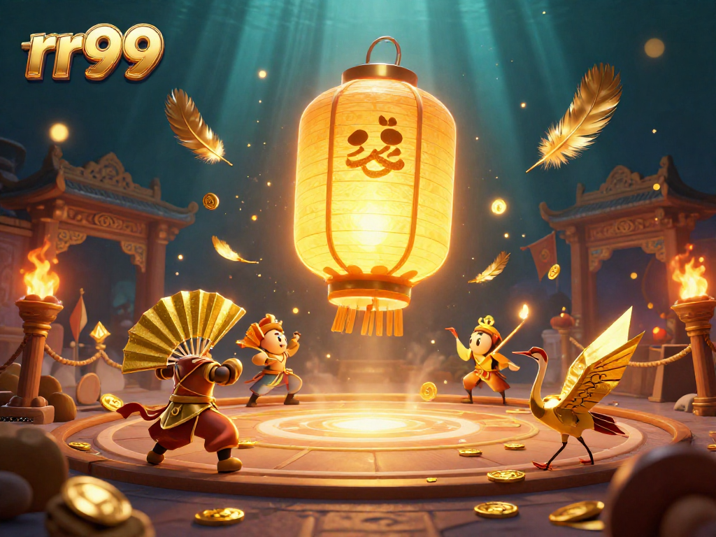 Join the excitement at rr99, where vibrant golden lanterns and spirited warriors light up the casino floor.