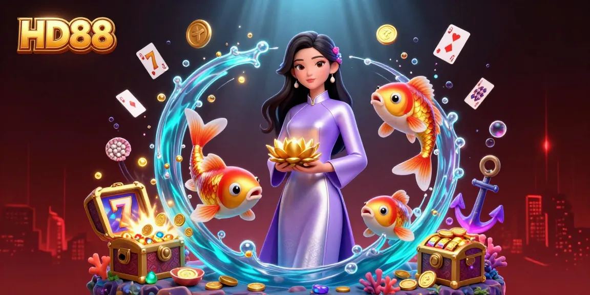 Engage with exciting HD88 slots and jackpots in this vibrant casino-themed illustration.