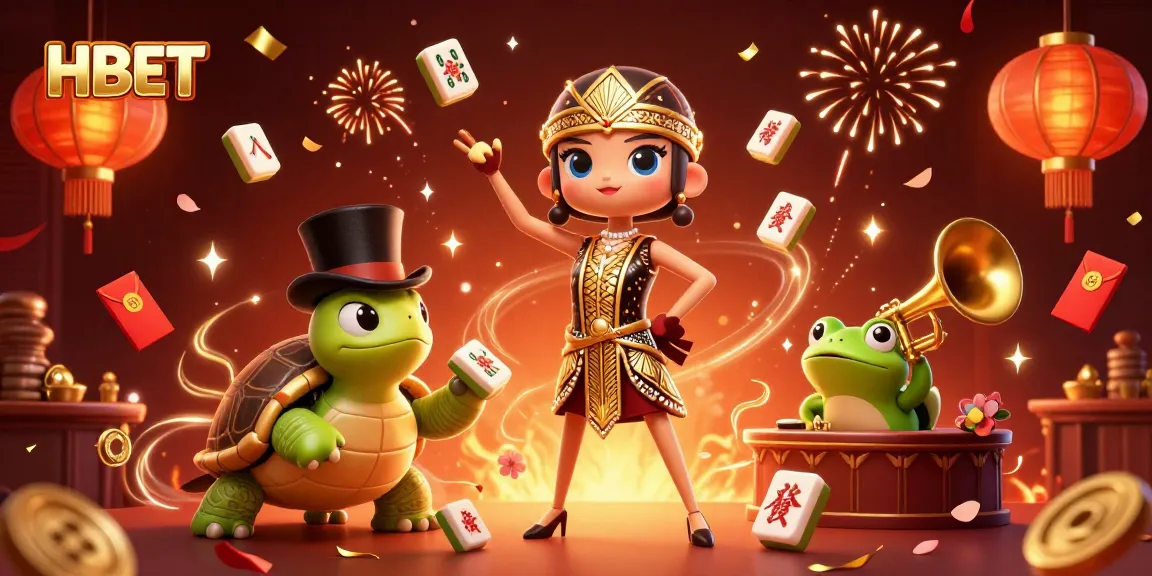 Join the excitement at HBET with vibrant gambling-themed 3D illustration showcasing lively characters.