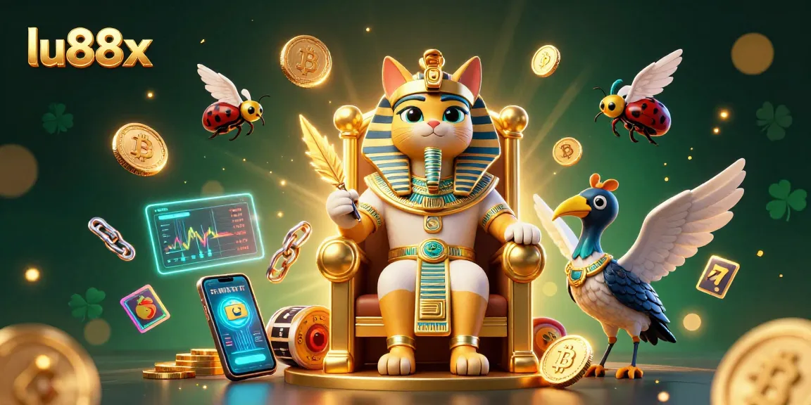 Engage with lu88x as the Egyptian pharaoh cat rules over a vibrant crypto casino world.