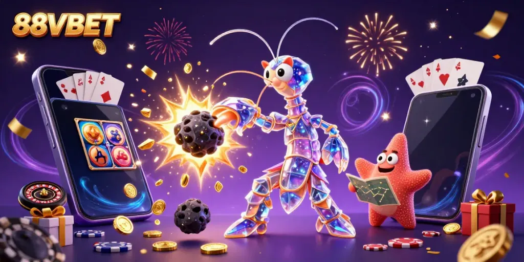 Experience the excitement of 88VBET with vibrant casino elements and magical imagery bursting with energy.