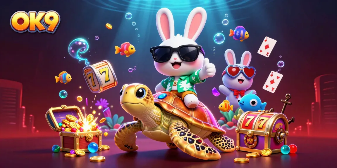 Engage with exciting games at OK9 featuring vibrant 3D characters and casino elements.