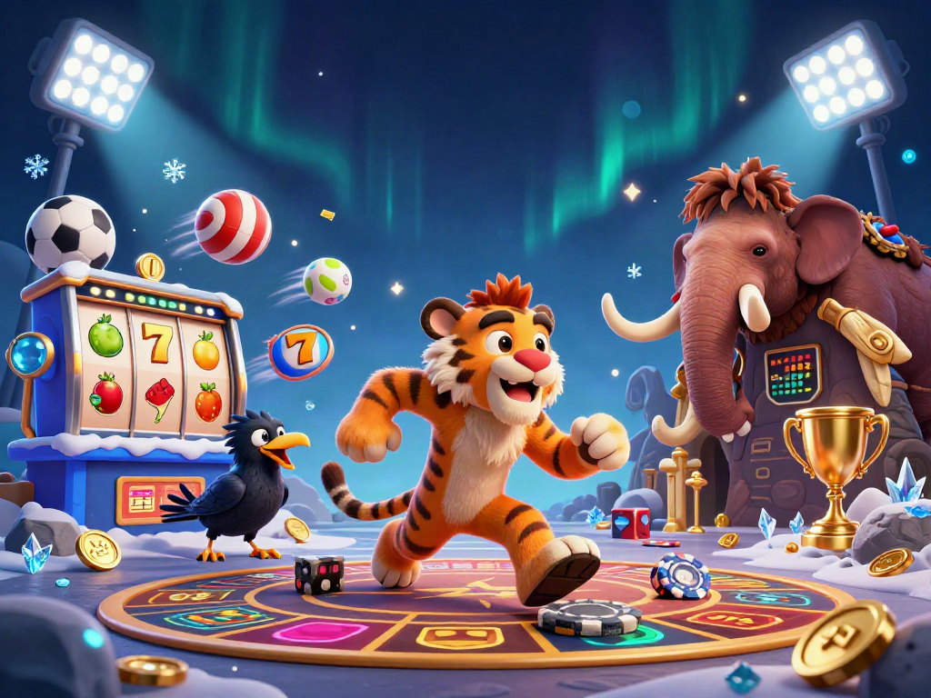 Permainan slot yang seru dengan simbol buah dan jackpot di dalam ilustrasi kasino prasejarah.