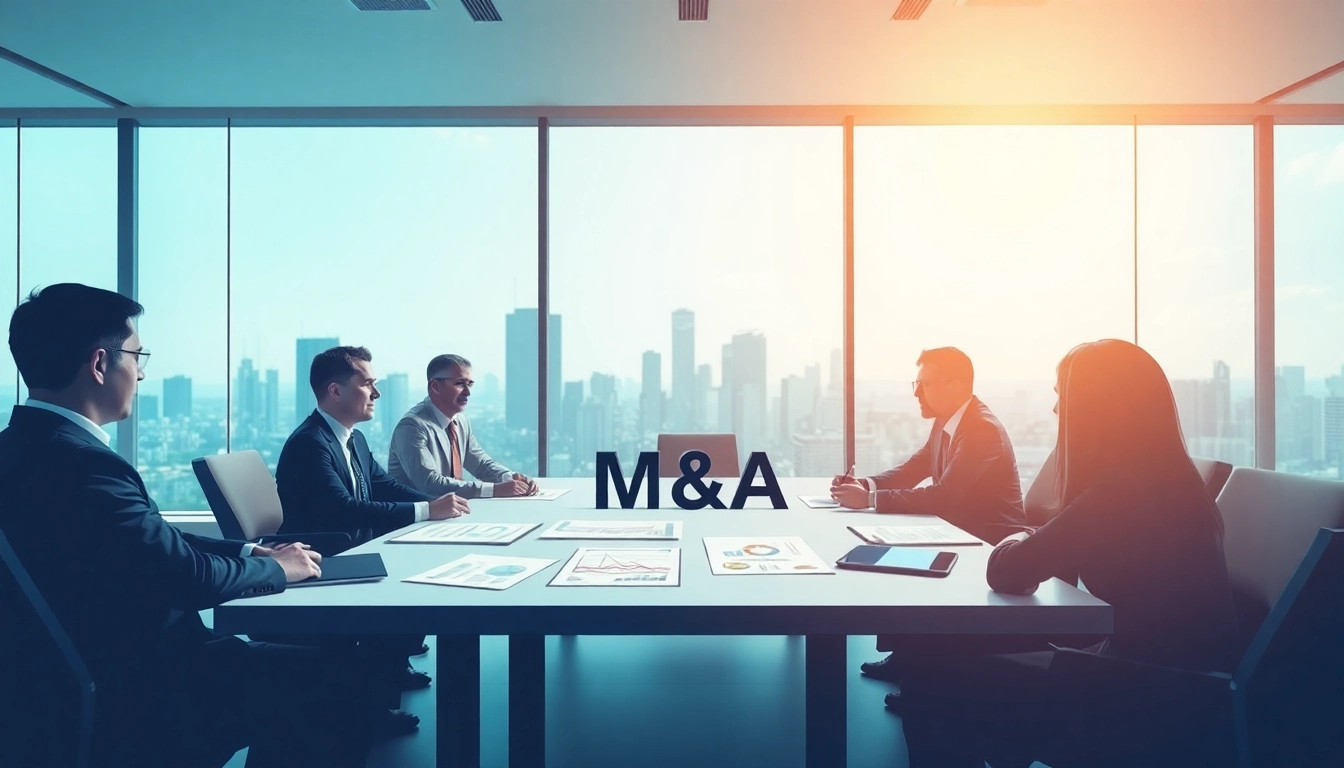 M&A 협상 중인 비즈니스 전문가들, 현대 사무실 배경 속 논의하는 모습