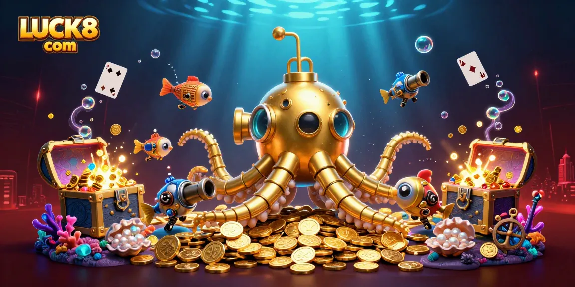 Experience thrilling fun with LUCK8 com's golden kraken amidst a treasure of games.