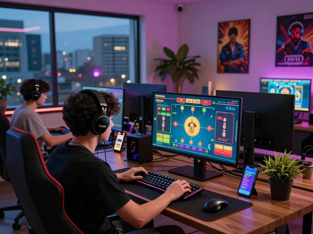 Exciting gameplay of tài xỉu online showing a player immersed in a vibrant gaming setup.