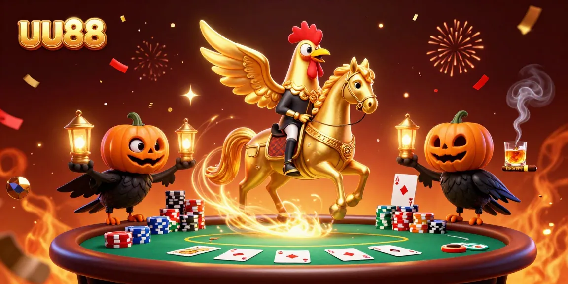 Engage in thrilling uu88 gaming experiences with dynamic golden rooster characters in a vibrant casino.