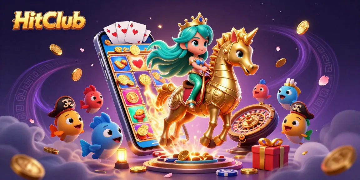 Experience thrilling gameplay at HitClub with a vibrant underwater scene filled with slot games and treasures.