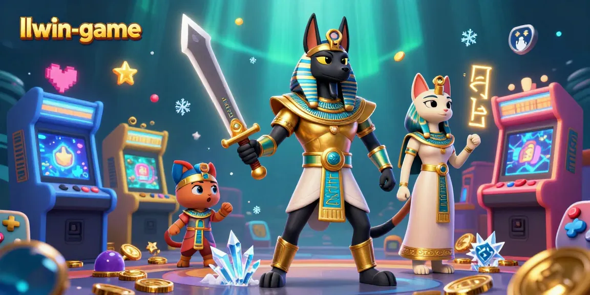 Engage with llwin-game’s vibrant casino environment, featuring Anubis and Bastet amid dynamic gaming elements.