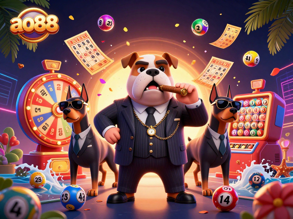 Engaging scene showcasing ao88's vibrant gaming atmosphere with dynamic lottery elements.