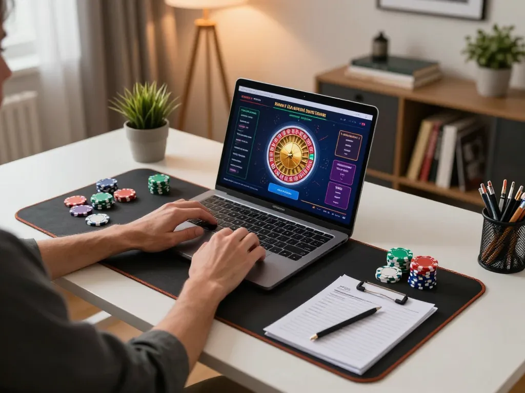 Engaged player using 13win platform on laptop at home, showcasing strategic betting in a cozy setup