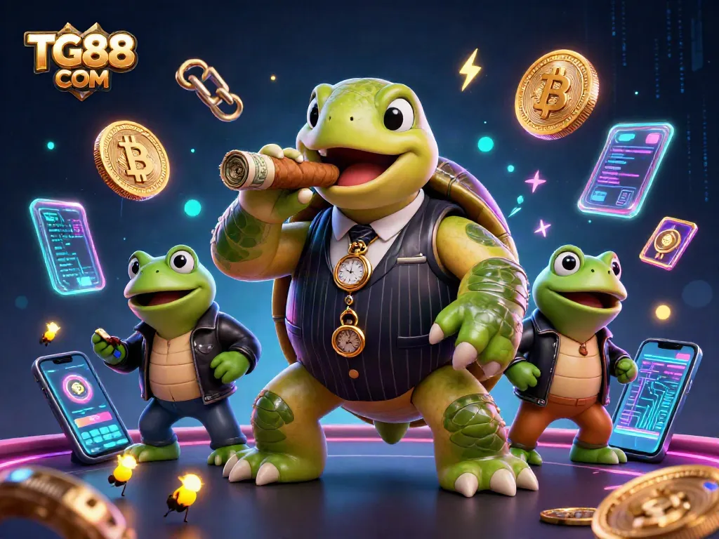 Experience TG88 COM with massive turtle mobster and bullfrog enforcers in a vibrant casino scene.
