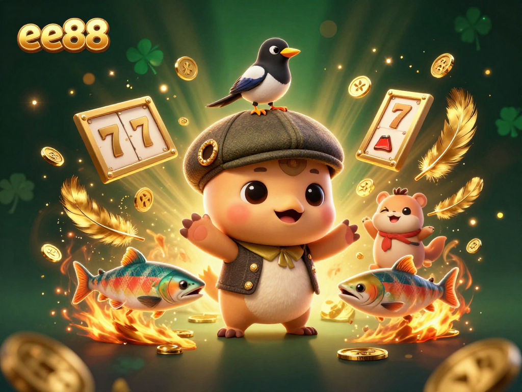 Experience the thrill of playing at ee88 with vibrant slot game action and charming characters.