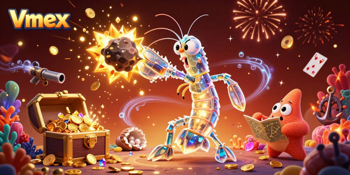 Experience the thrilling Vmex gaming adventure with vibrant illustrations of galactic characters and casino elements.