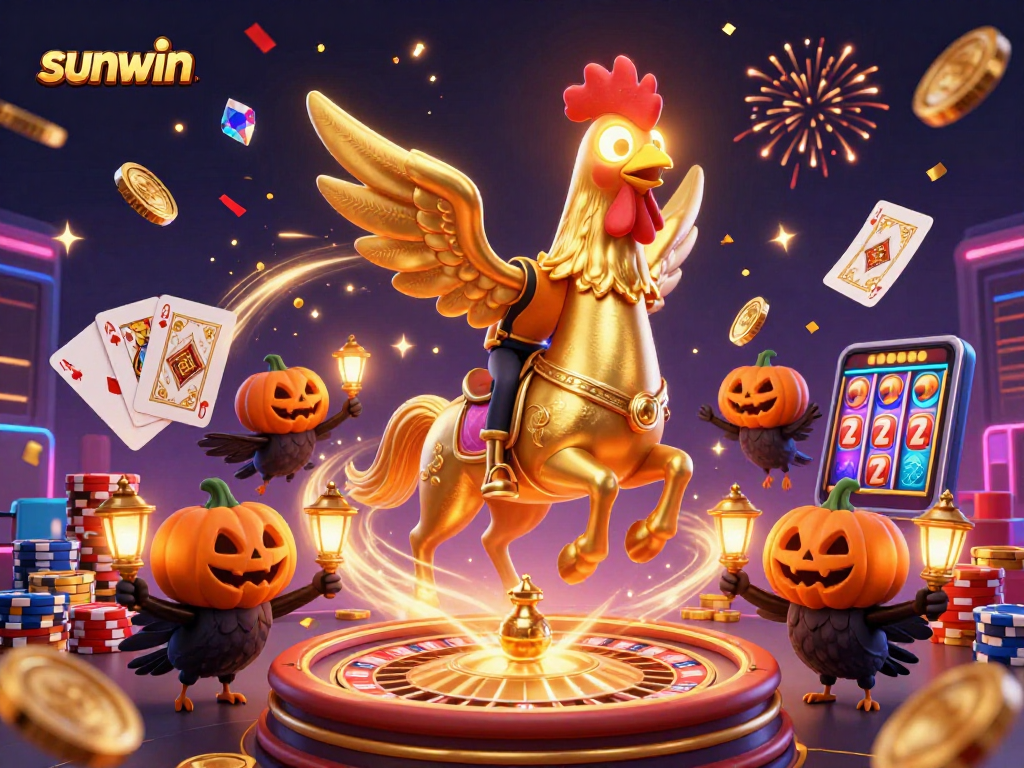 Experience the thrill of wins at sunwin with our vibrant 3D casino scene filled with excitement.