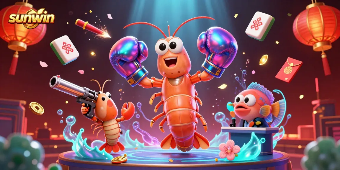 Experience big wins with Sunwin's vibrant online casino adventures featuring dynamic characters and festive elements.