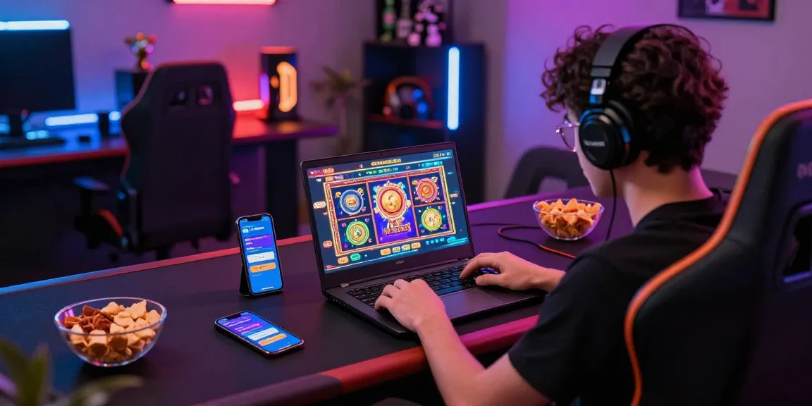 Exciting player experience at a credit card casino with colorful games and dynamic setup