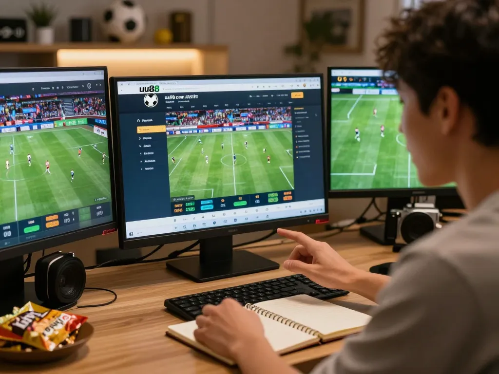 Placing bets on uu88 com with excitement during a live sports event.